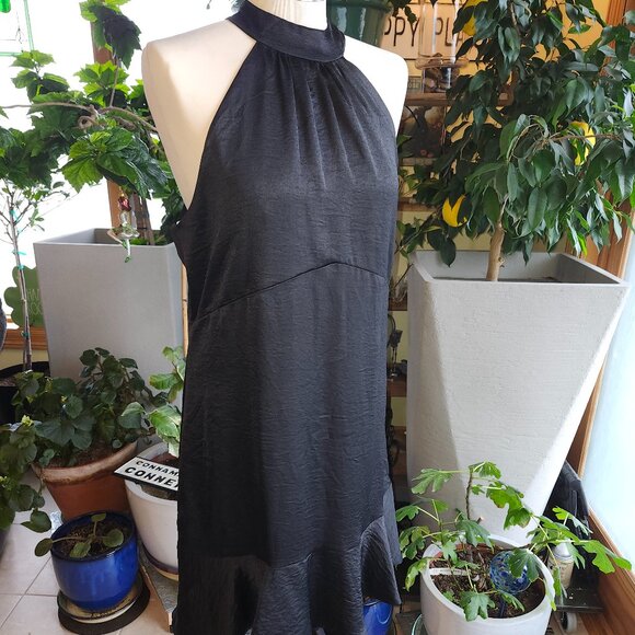 Nine West Dresses & Skirts - Elegant Nine West Black Crushed Satin Halter Mini Dress